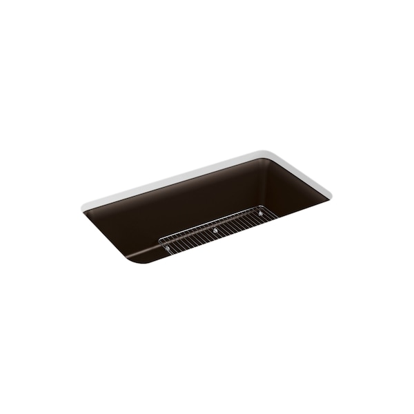 33-1/2x18-5/16x10-1/8 Neoroc Undermnt Sgl-Bowl Kitchen Sink W/ Rack